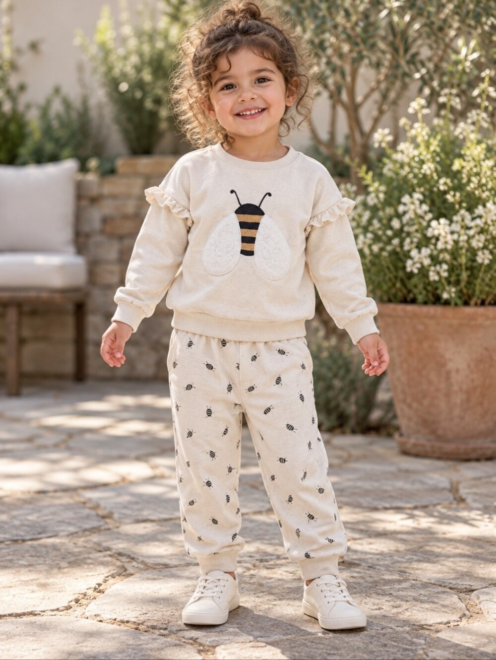 Petit Lem Cream Bee Applique Play Set | 3T